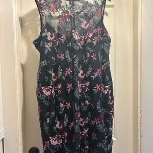 Calvin Klein Black Floral Midi Dress